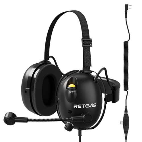 Retevis ANC Noise Canceling Walkie Talkie Headset, Behind The Head, for H777 Series RT68 Series RT22 RT21 RT86, Compatible with Baofeng UV-5R 5RM BF-F8HP, Two Way Radio Headset for Racing UTV