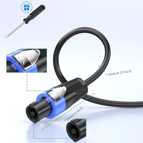 EPYOADO 100 feet Speakon to Speakon Cables, 2 Pack Professional Audio Amplifier Mixer Speakon Speaker Cable Wire by EPYOADO - Image 4
