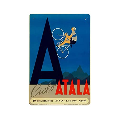 KEYGAMER Atala Plaque métallique vintage en forme de vélo 20,3 x 30,5 cm