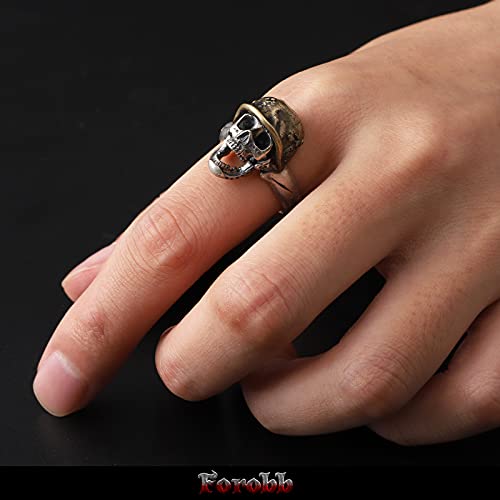 Image of Skull Ring 925 Sterling Silver Handcrafted Gothic Rock Punk Diablo Vintage Cocktail Party Biker Retro [Soldier 60011]