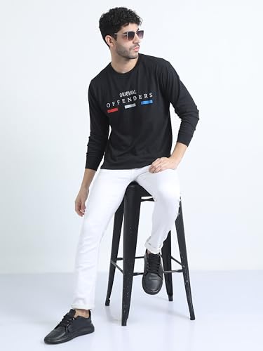 Image of OFFENDERS Mens Exclusive Graphic Printed Round Neck Full Sleeve Premium Tshirt 100% Cotton (Pack of 1)