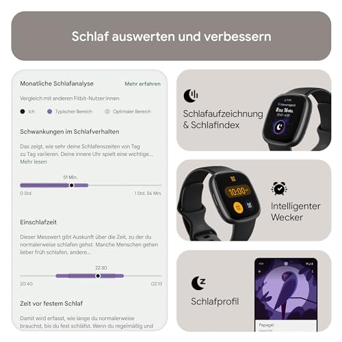 Fitbit Versa 4 Smartwatch für Damen und Herren mit GPS und Trainingsmodi