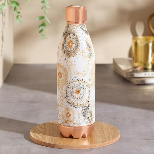 Image of Borosil 700 ml Canvas Series Vasta Design Copper Bottle | 100% Pure Copper, BPA Free & Leakproof with Anti-Oxidant Properties of Copper | Printed Designer Bottle for Home, School & Office
