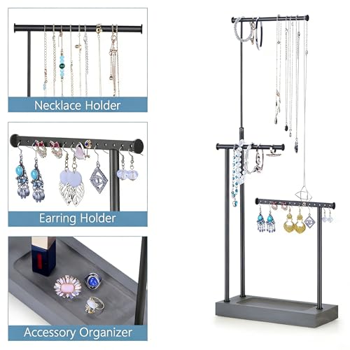 SRIWATANA Jewelry Organizer Display Extra Tall Necklace Holder 3 Tier Jewelry Tree Stand, Gift Idea (Weathered Grey & Black) by SRIWATANA - Image 5