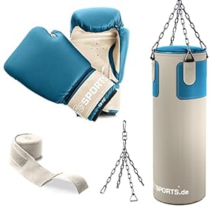 ScSPORTS Boxsack-Set 25kg Beige mit Handschuhen