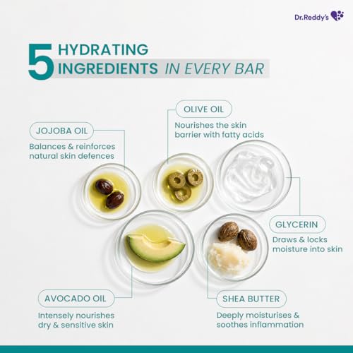 Image of Dr. Reddy's Venusia Hydrating Cleanser Syndet Bar | 100% soap-free, pH 5.5, Non-irritating, Hypoallergenic, PAMA-free | Enriched with Hydrating Glycerin, Shea Butter, Olive Oil, Avocado Oil & Jojoba Oil - 75g