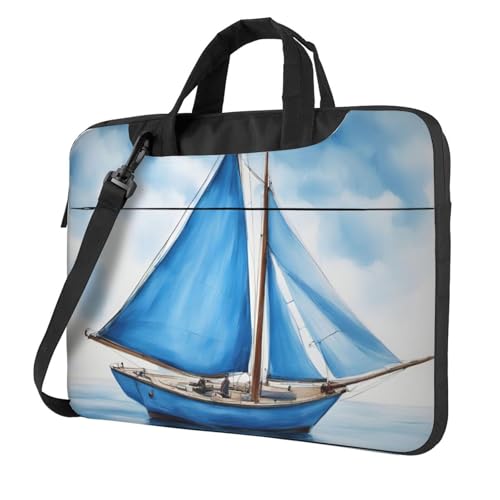 Sac pour ordinateur portable à bandoulière motif voile bleu mallette de transport polyvalente