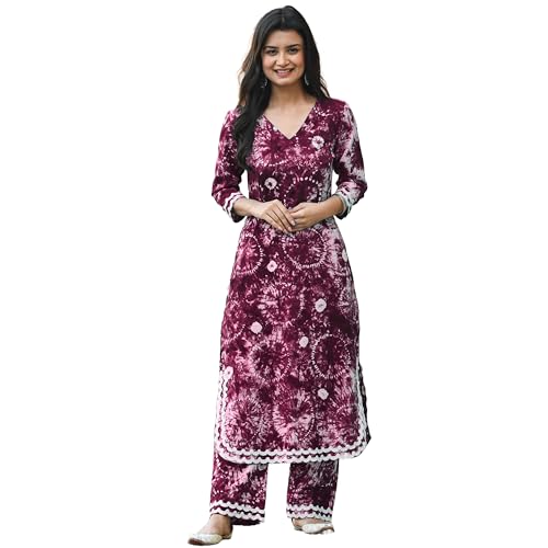 Image of ANNI DESIGNER Women Cotton Blend Kurta Palazzos Set