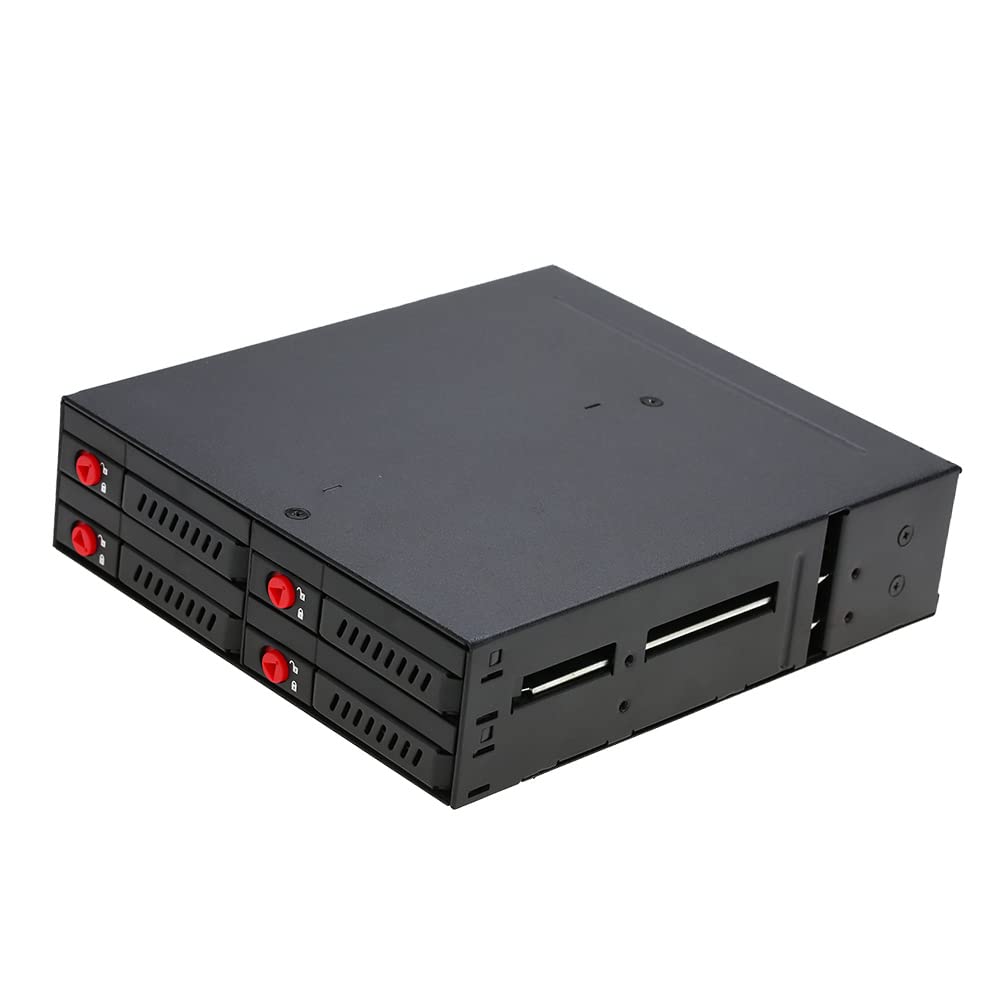 4-wnękowy Stojak Mobilny na Dysk Twardy SSD z Zamkiem na Klucz do Wnęki Komputer PC 5,25 cala: Szybka Transmisja 6 Gb/s, Bezpieczne Zarządzanie pamięcią masową dla Entuzjastów Technologii