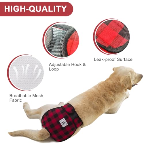 Image of Dog Physiological Pants for Female Dog in Period, Washable Dog Diapers for Medium and Large Dogs, Breathable Dog Heat Period Leak-Proof Panties(Black White-l)