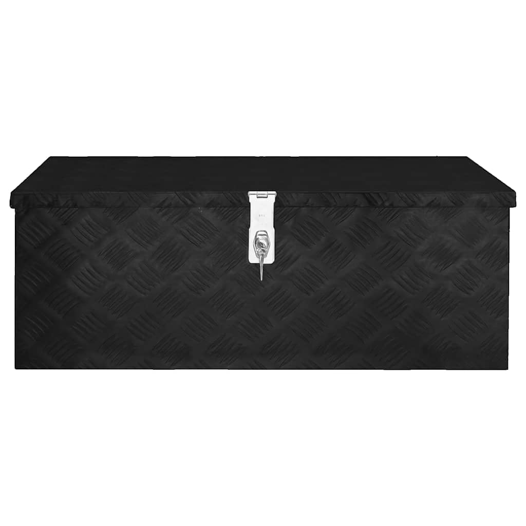 Pudełko do przechowywania, czarne, aluminiowe, 80 x 39 x 30 cm, z systemem zamykania i uchwytem, organizer do warsztatu, garażu, gospodarstwa domowego, przechowywania i transportu