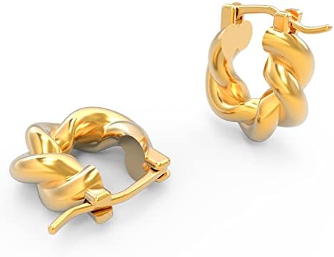 Hypoallergenic,18k Small Real Gold Plated Hoop Earrings Fashion Dainty Jewelry for Women Girls