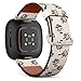 CJBROES Replacement Leather Watch Band, Compatible with Fitbit Versa 3 and Fitbit Sense of Wristband Bracelet Accessory - Animal Playing Instrument Cartoon