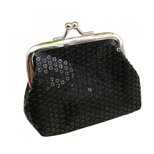 Coin Pouch Canvas Purse Pattern Clasp Closure Wallet, Black, us:7 / cn:39, Coin Purses