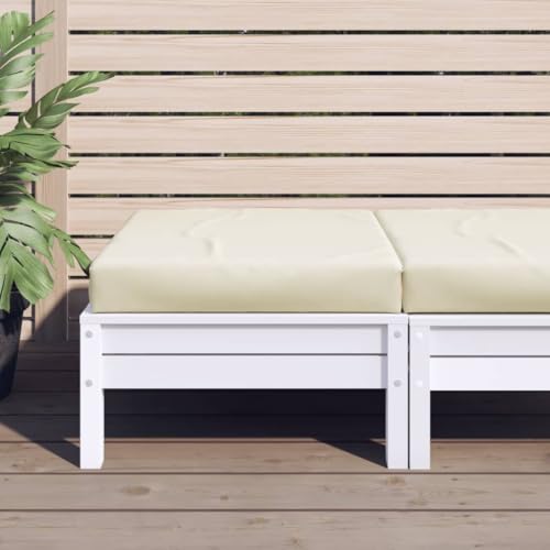 vidaXL Assistant Cushion in Cream – Durable Outdoor Pallet Cushion with Oxford Fabric Material - Water Resistant Seat Cushion for Garden and Patio Furniture - Indoor Ottoman Pad with Foam Fiber Fi...