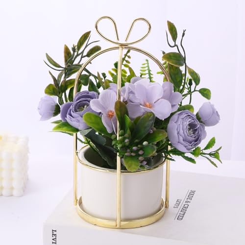 TIED RIBBONS Artificial Rose Flowers with Pot Stand Decorative It...