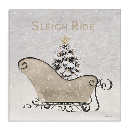 Stupell Industries 'Sleigh Ride Winter Scene', Canvas Art, 24 x 24 Inches, Easy to Hang and Sturdy, Made in USA, by Lori Deiter