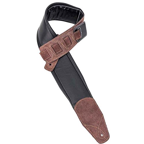 Walker & Williams Super Wide 4" Handmade Double Padded Classic Black Premium Top Grain Leather Guitar Strap For Acoustic, Electric, And Bass Guitars #TOP7