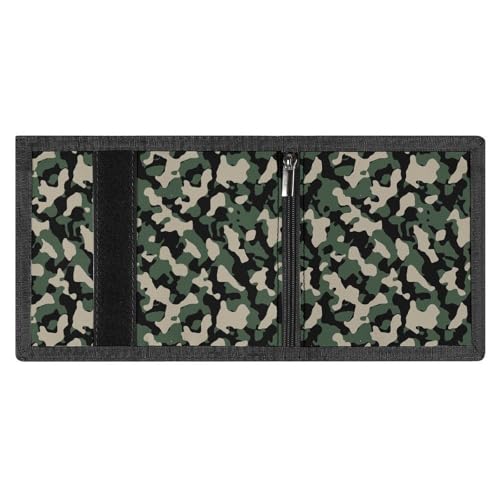 Dark Green Camo Print Wallet for Men, 8 Credit Card Holder Slim Minimalist Front Pocket Small Mens Bifold Wallets3