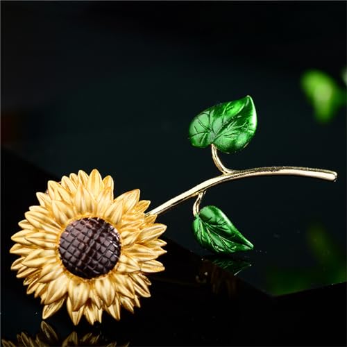 Image of WCRAZYE Sunflower Flower Brooch Pin for Women Girls Elegant Enamel Crystal Rhinestone Yellow Flower Plant Brooch Pin, Charm Sun Flower Coat Brooch for Mom Christmas Valentine's Day Jewelry Gifts
