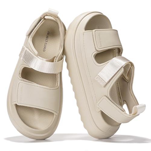 Project Cloud Platform Sandals for Women 2025 – Memory Foam Insole, Lightweight & Slip-Resistant Womens Sandals – Stylish, Beach-Ready Waterproof Women Footwear (Goldie)