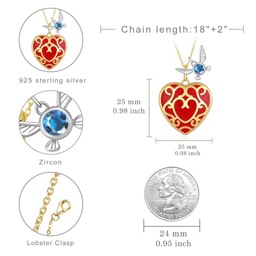 925 Sterling Silver Heart Container/Sheikah Slate Pendant Necklace for Men Women Hyrule Jewelry Gifts4