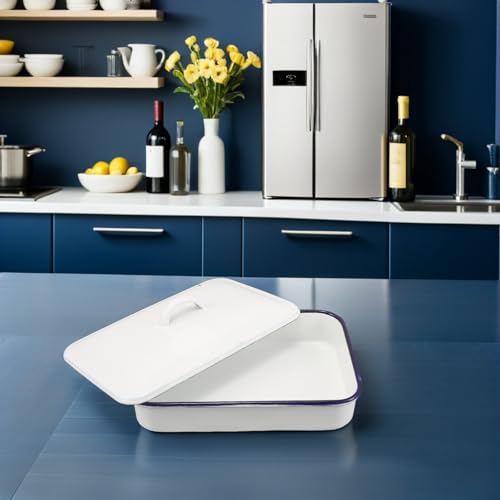 Bandeja para hornear apta para horno VALICLUD rectangular esmaltada con tapa 6