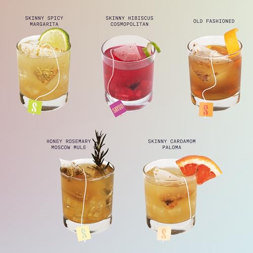 Image of SAYSO Skinny Spicy Margarita, Skinny Hibiscus Cosmo & Skinny Cardamom Paloma Cocktail Tea Bags - - Instant Cocktail or Mocktail Mixers - No Hot Water - Home Bar - Organic Ingredients, 3-Pack