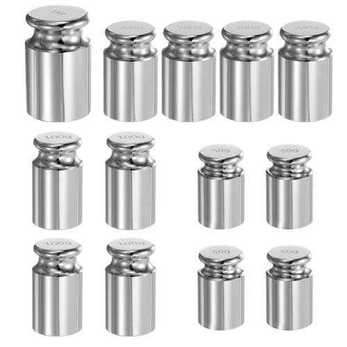 QUARKZMAN Ensemble de 13 Poids d'Étalonnage en Acier Chromé de Précision M1 de 50G, 100G, 200g et 1kg pour Balances Numériques