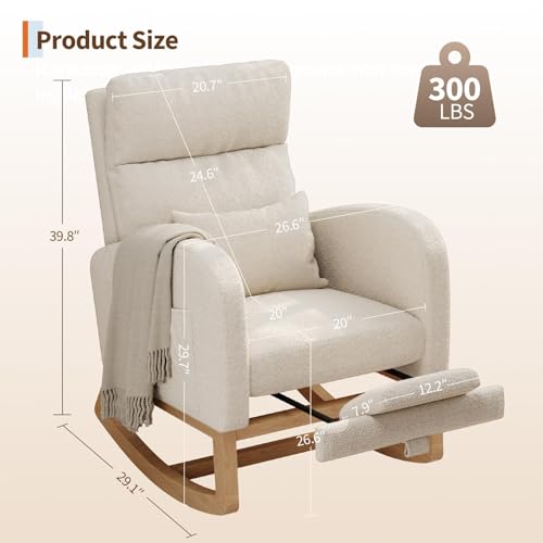 GarveeHome Rocking Chair, Nursery Glider Chair with Footrest, White by GarveeHome - Image 2