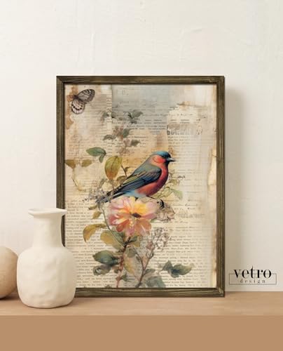 Red Bird poster vintage encadré bois pour habiller une chambre