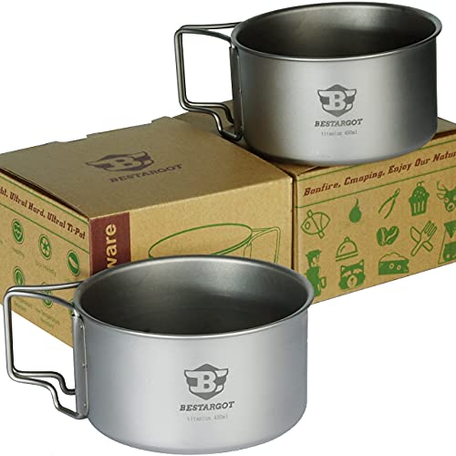 Bestargot Lot de 2 tasses de camping en titane 450 ml Cover