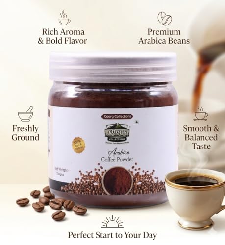 Image of Coorg Collections Arabica Coffee | 100% Pure Single-Origin Medium Roast | Freshly Roasted, Instant & Filter Coffee With Smooth, Rich Aroma & Balanced Bold Flavor | Versatile Brewing Experience - 300GM
