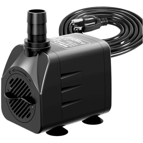 Knifel Submersible Pump 400GPH with AUTO-Shut-Off 6.5ft High Lift for Fountains, Hydroponics, Ponds, Aquariums & More Cover
