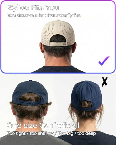 Zylioo S/M/L/XL/XXL 5-panelowa męska czapka z daszkiem dla dużych/małych głów, Sommer Snapback Trucker Cap, oddychające czapki sportowe do biegania, BEŻOWY, S
