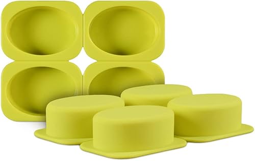 CANDeal Juego de 2 moldes de jabón de silicona, 4 cavidades, moldes de jabón ovalados de silicona para manualidades caseras, moldes de pastel,