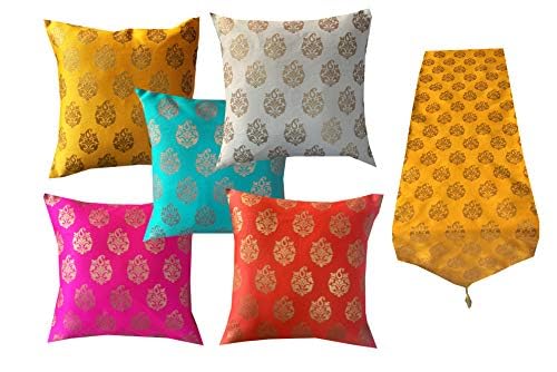 PINK PARROT Jaipur-Silk 16x16 inch Multicolour Cushion Cover with...