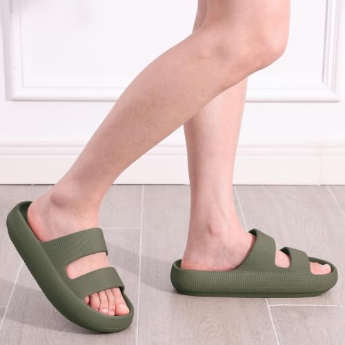 Image of shevalues Orthopedic Slide Sandals for Women with Arch Support Pillow Soft Recovery Slip on Sandals Lightweight Summer Cloud Slippers for Plantar Fasciitis