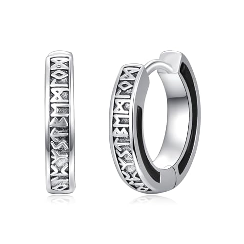 Pendientes de aro vikingo de plata 925 negro KINGWHYTE un regalo de cumpleaños original