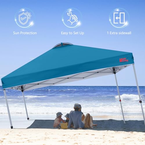 Image of MASTERCANOPY 10x10 Durable Pop Up Canopy Tent with 1 Sidewall, Cyan Blue