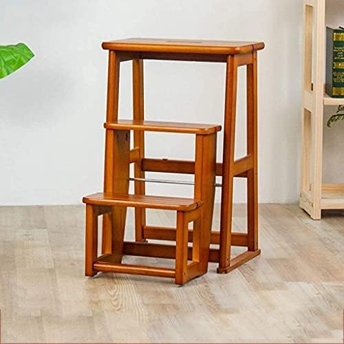 Portable 3-Step Wooden Folding Stool - Multi-Functional Chair & Ladder for Adults, Shoe Rack, Flower Stand, Kitchen Storage, Easy to Carry, Sturdy Design
