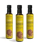 Organic Flax Seed Oil (Cold Pressed) by Sun & Seed - 3 x 250ml - Great Source of Omega-3 - Vegan Friendly - Linseed Oil - Pure & Refined
