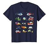 Kinder Fahrzeuge Shirt Traktor Bagger Polizei Feuerwehr Auto T-Shirt
