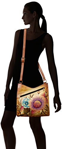 Image of Anna by Anuschka Women's Women's Original Genuine Leather Hand-painted V Top Large Crossbody - Leather Handbag for Women