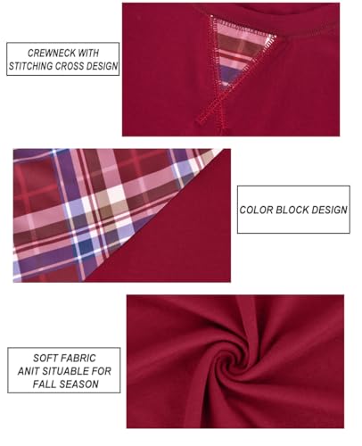 Image of CARCOS Plus Size Tops for Women Color Block Flower /Striped /Camo Crew Neck Long Sleeve Tee Shirt