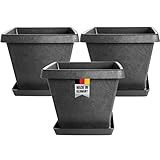 pflanztopf eckig plastik 🌸Der perfekte Begleiter für Ihre Pflanzen - unser 3er Set stabiler Pflanztöpfe mit Untersetzer! Mit einer Höhe von 32 cm und einer Breite von 40 cm bieten unsere Blumenkübel aus hochwertigem Kunststoff genügend Platz für Ihre liebsten Pflanzen. Ob auf der Terrasse, dem Balkon oder im Garten, unser Stone-Design macht überall eine gute Figur!