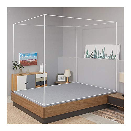 YOGANHJAT Moskitonetzhalter Vier Eckbett Halterung Eisen Spiralverbindung Bettwäsche, Baldachin-Netz Überdachungen Rahmenpfosten Fit für Twin Size Metallbett Schlafzimmer Dekor Weiß,180×200cm Bed Cover