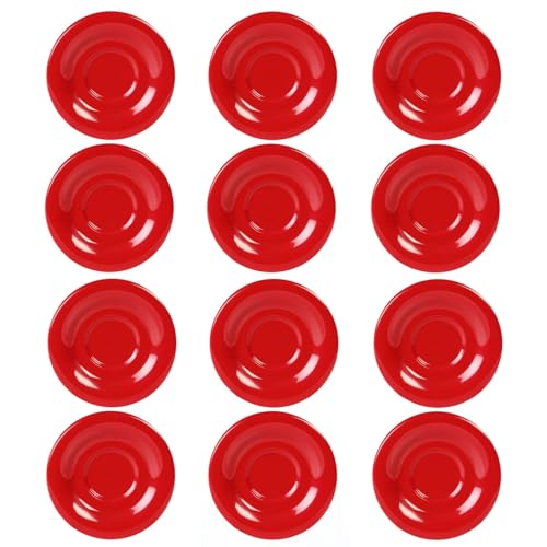 TrueCraftware- 5-1/2” Saucer Melamine Pure Red Color Set of 12 for Bouillon Cup/Mug Cup - Dishwasher Safe Break-Resistant Appetizer Dessert Plates Coffee Cup Saucers Drinkware Home Cafe Restaurants