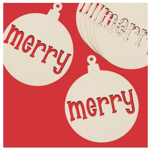 Unfinished Wood Merry Ornament Cutouts Set of 12 by Factory Direct Craft - Made in The USA for Christmas Decorating, Crafts and DIY Projects (4 Inches Wide)