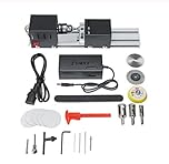 Onetuon Mini Lathe Beads Polisher Machine DIY CNC Machining for Table Woodworking Wood DIY Tool Lathe Standard Set 6 in 1 (Black)